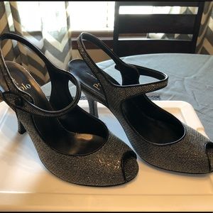 Silver Peep Toe Heels